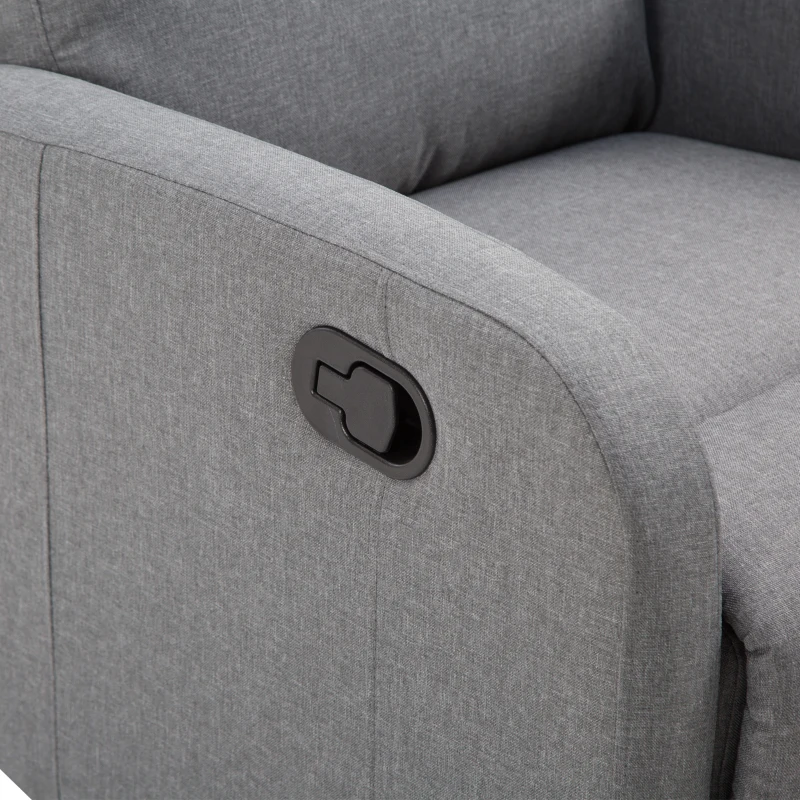 HomCom Linen Fabric Manual Recliner Lounger Chair  with Footrest - Grey