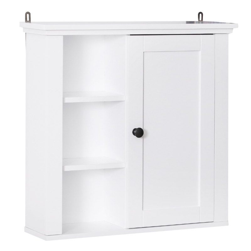 HomCom 21" Wood Wall Mount Bathroom Linen Storage Cabinet - White