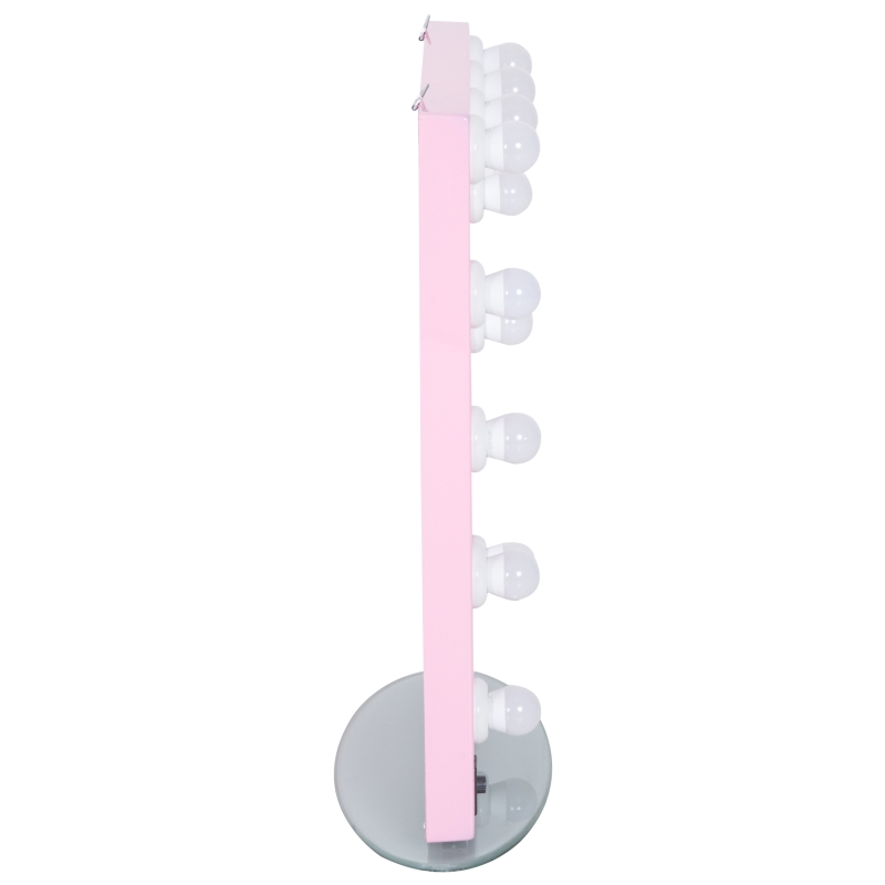 HOMCOM 20" x 26" Aluminum Alloy 26” Dimmable Illuminated Hollywood Style Vanity Mirror Mounted Home with 12 LED Bulbs - Pink