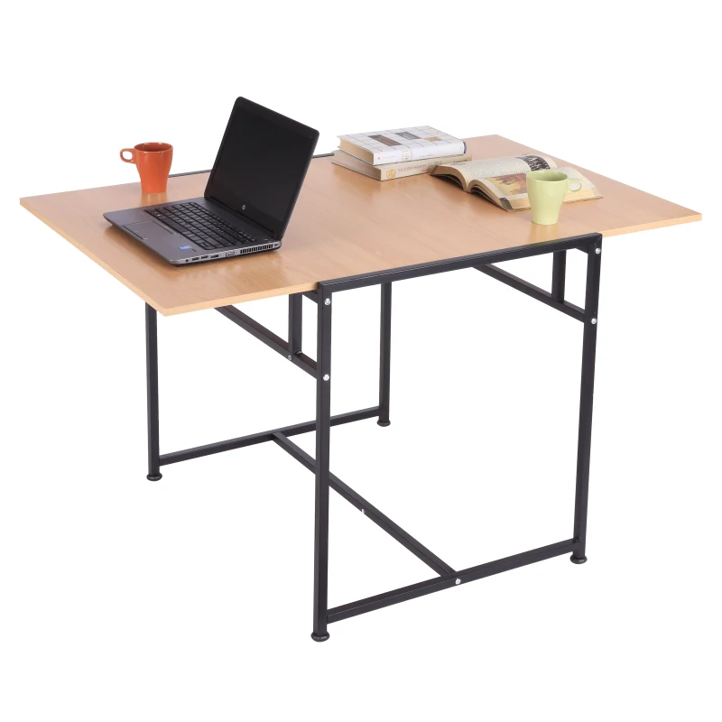 HomCom 47" Versatile Wood Top Drop Leaf Office Computer Desk Folding Side Table - Black