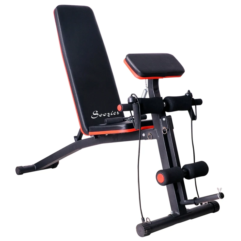Soozier Folding 6-Level Adjustable Strength Training Sit Up Weight Bench Ultimate Fitness Home Gym