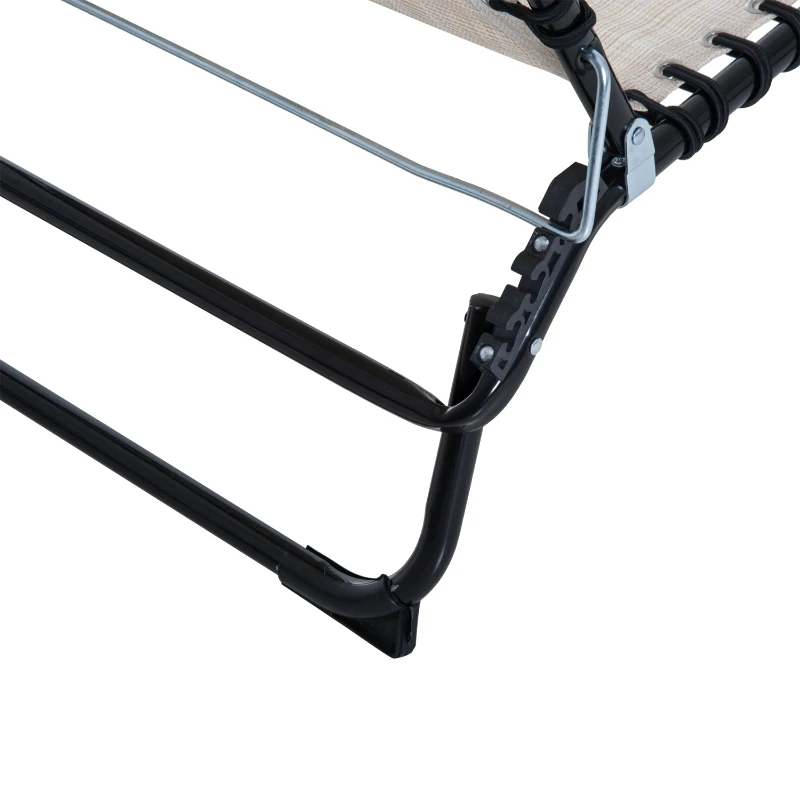 Outsunny Folding Beach Chaise Lounge, 4 Adjustable Positions, Cream White, Portable