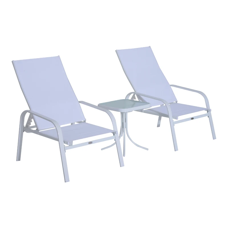 Outsunny 5 Piece Metal Outdoor Patio Furniture Leisure Set - Cream White