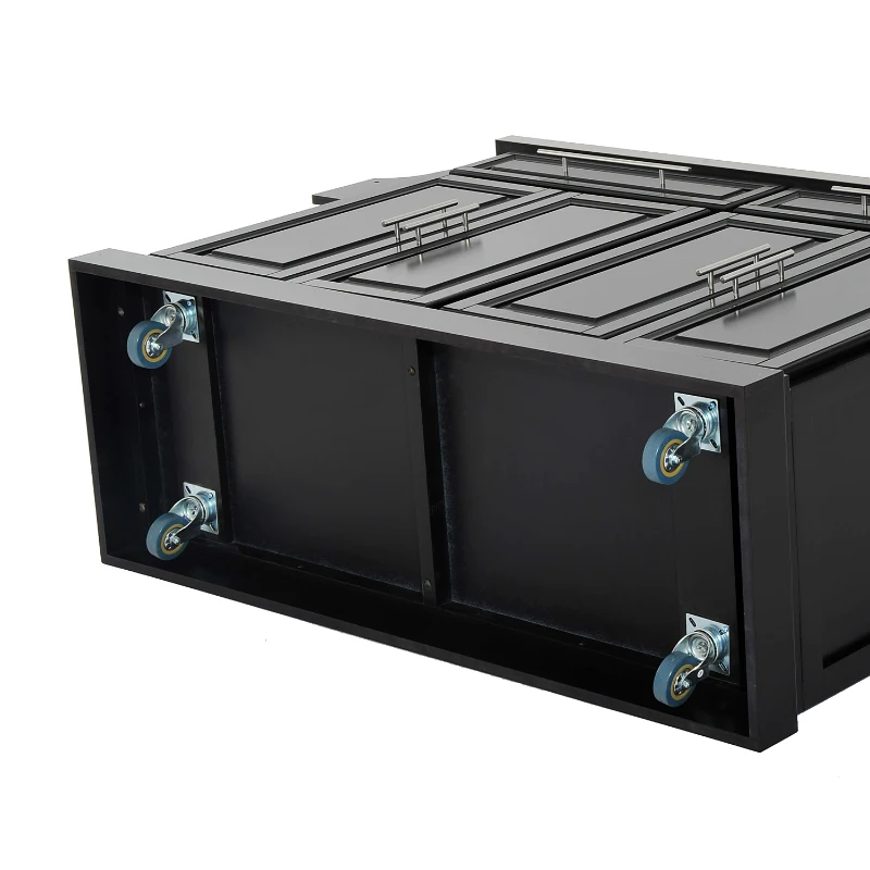 HomCom 36" Stainless Steel Top Deluxe Rolling Kitchen Cart With Storage- Black