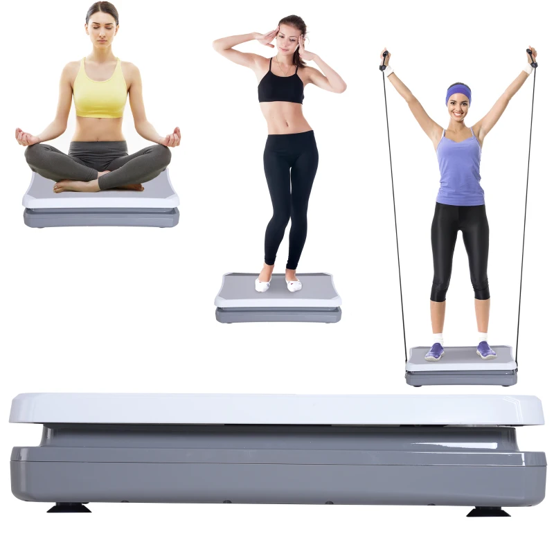 Soozier Fitness Standing Vibration Platform Machine with Resistance Bands