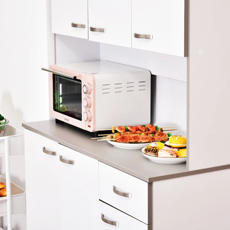 HomCom 71" Contemporary Freestanding Kitchen Buffet Hutch Cabinet with Server and Storage - White and Grey