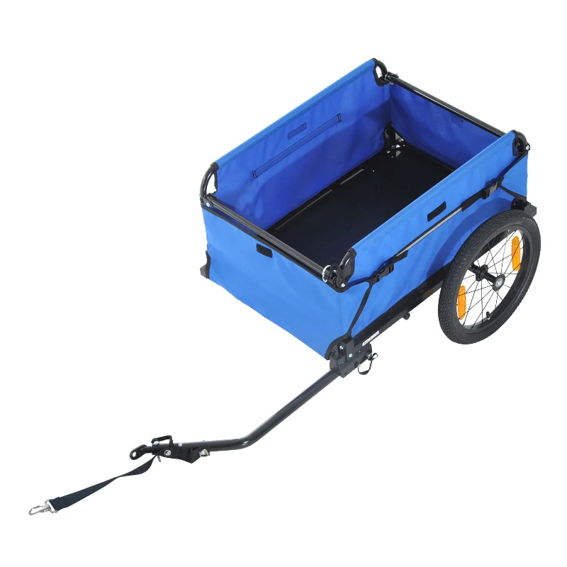 Aosom Two Wheel Enclosed Bike Cargo Trailer with Hitch - Blue/Yellow