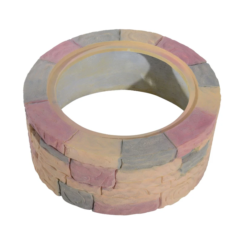 Outsunny 35" Round Decorative Stone Patio Fire Pit