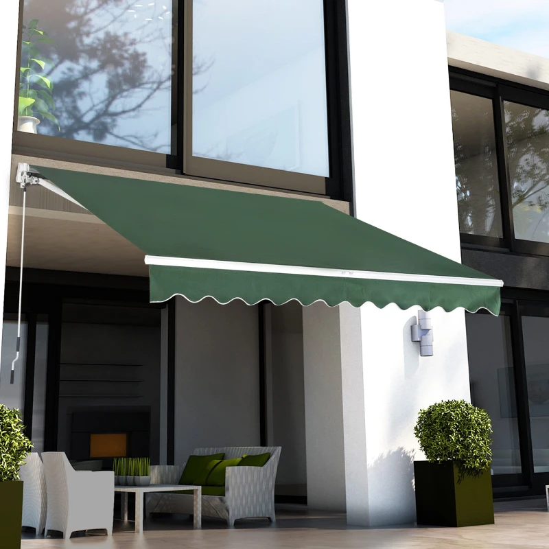 Open Box Outsunny 10' x 8' Exterior Manual Window Awning Sun Rain Shade Cover - Green