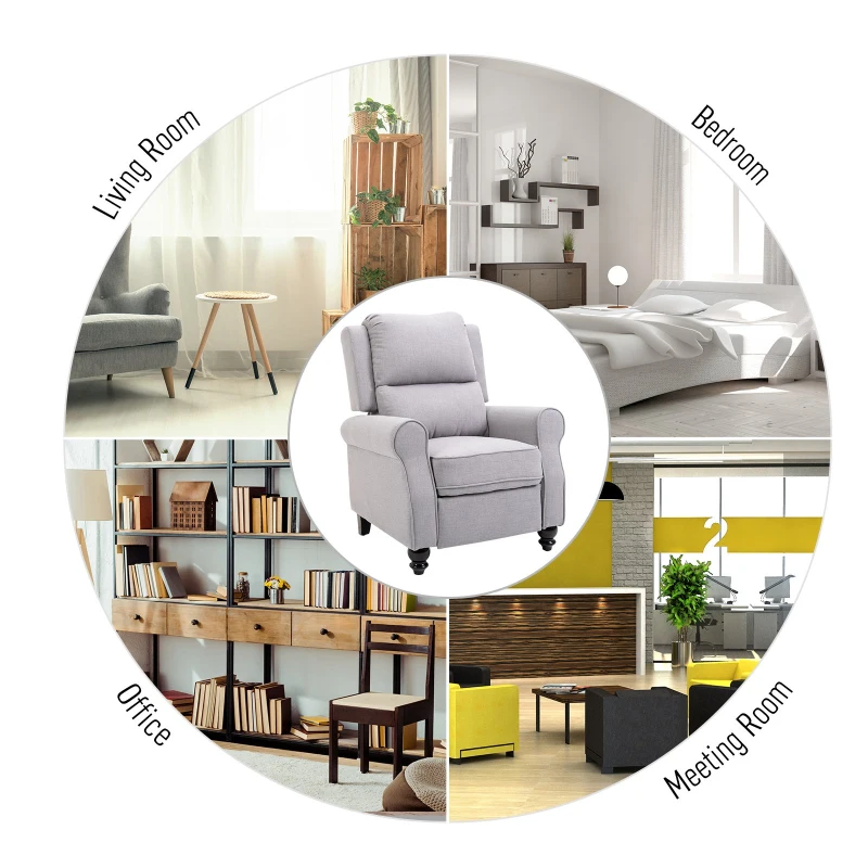 HOMCOM Modern Manual Recliner Armchair with Retractable Footrest  Grey