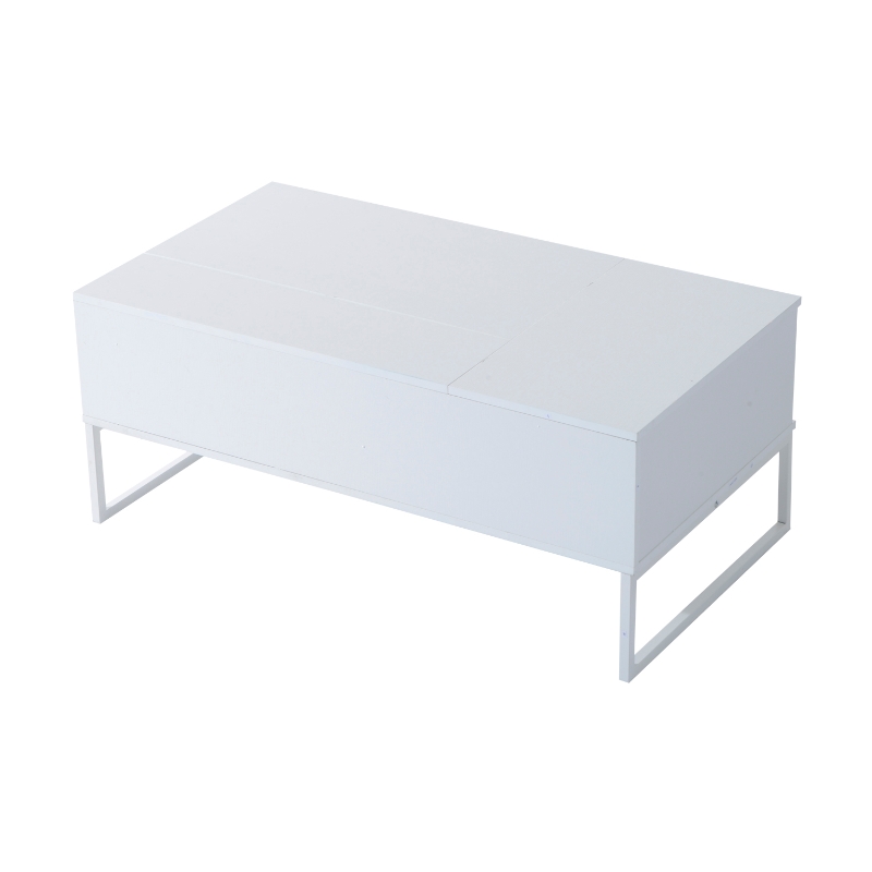 HomCom 43" Modern Lift Top Coffee Table with Hidden Storage - Matte White
