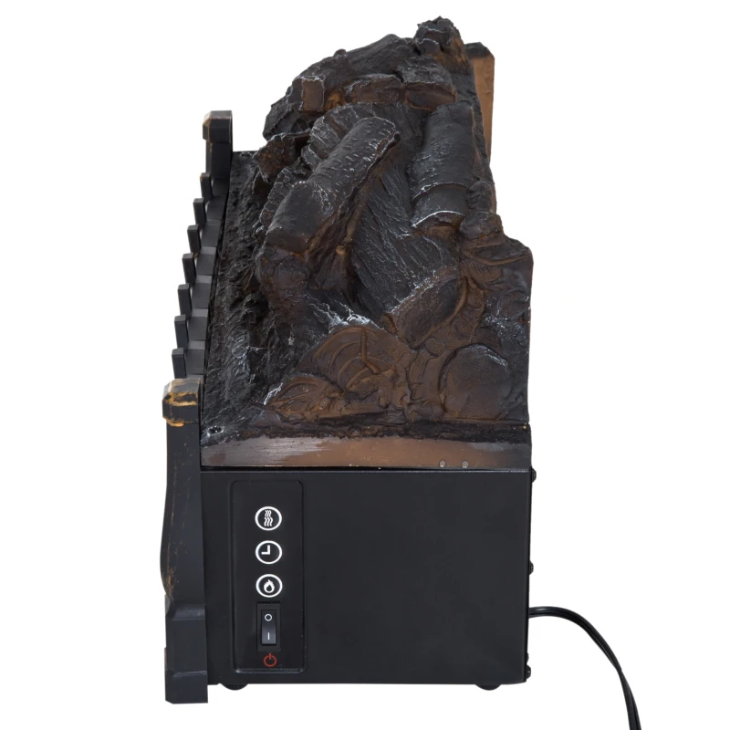 HOMCOM 5200 BTU 750W/1500W Electric Log Set Heater with Realistic Ember Bed - Black