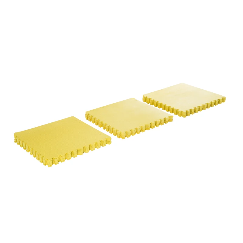 Soozier 72 sq ft Exercise Interlocking Protective Flooring - 24" x 24" x 3/8" Tiles - Yellow