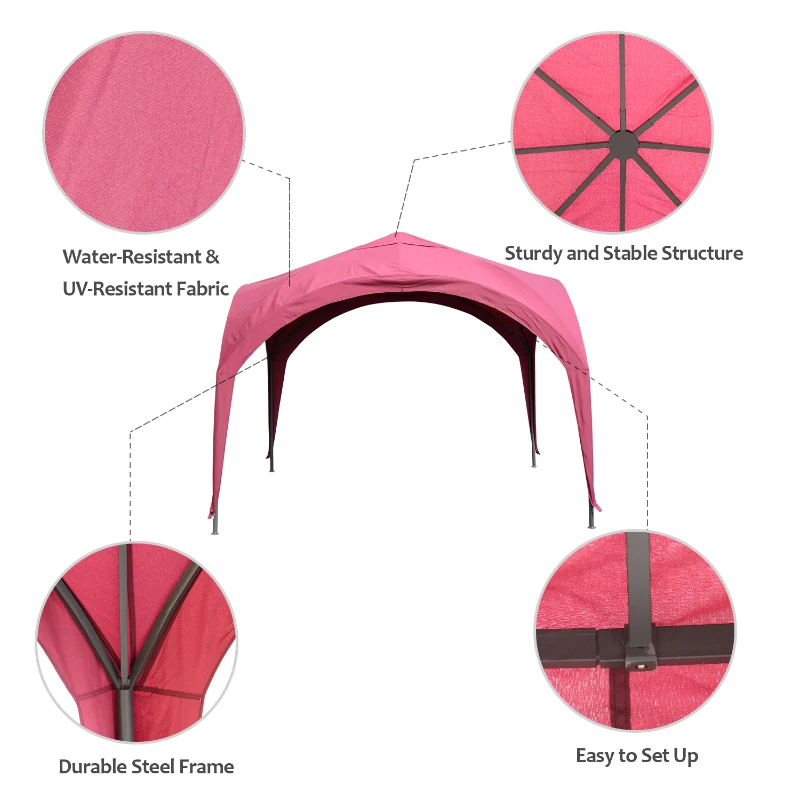 Outsunny 10’ x 10’ Outdoor Portable Dome Canopy Tent Sunshade Cover - Wine Red