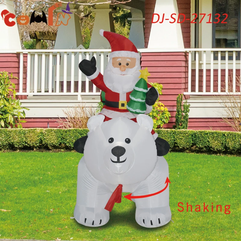 COMIN 6 Foot Tall Garden Inflatable Polar Bear & Santa (can shake)