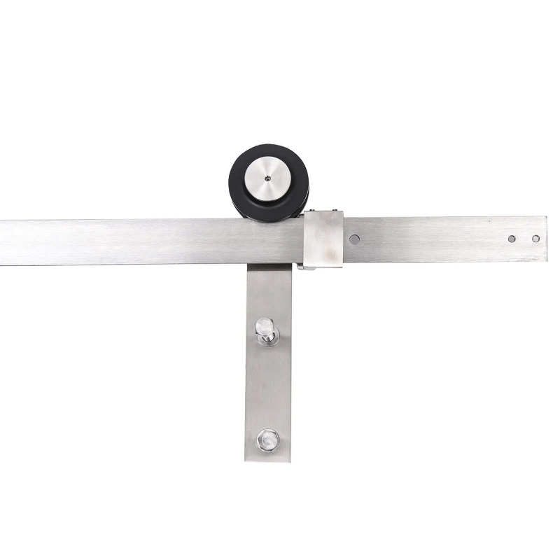 HomCom 6' Modern Interior Sliding Barn Door Kit Hardware Set - Flat Stainless Steel