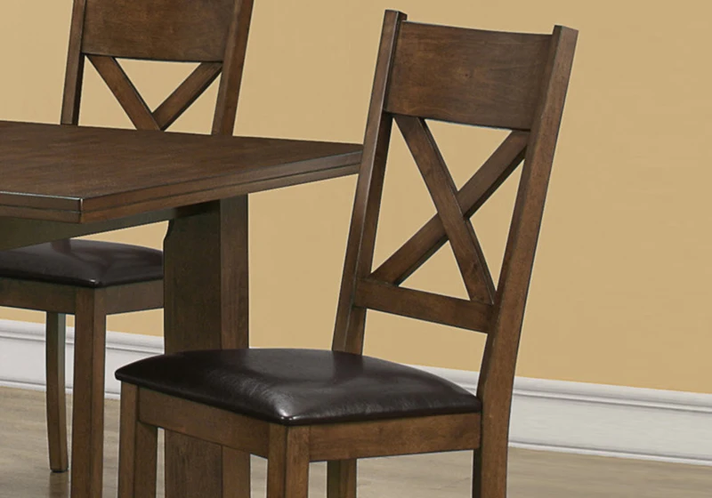 Monarch 2 Piece 40" PU Leather Padded Wooden X Back Armless Side Dining Chair Set - Walnut / Dark Brown Finish