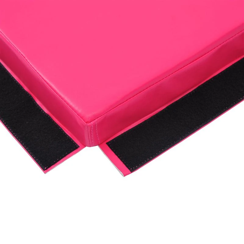 Soozier 10' x 4' x 2" PU Leather Folding Gymnastics Tumbling / Martial Arts Mat with Handles - Pink