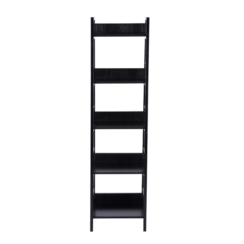 HomCom 2 Pack 5-Shelf Modern Ladder Bookcase (Black)