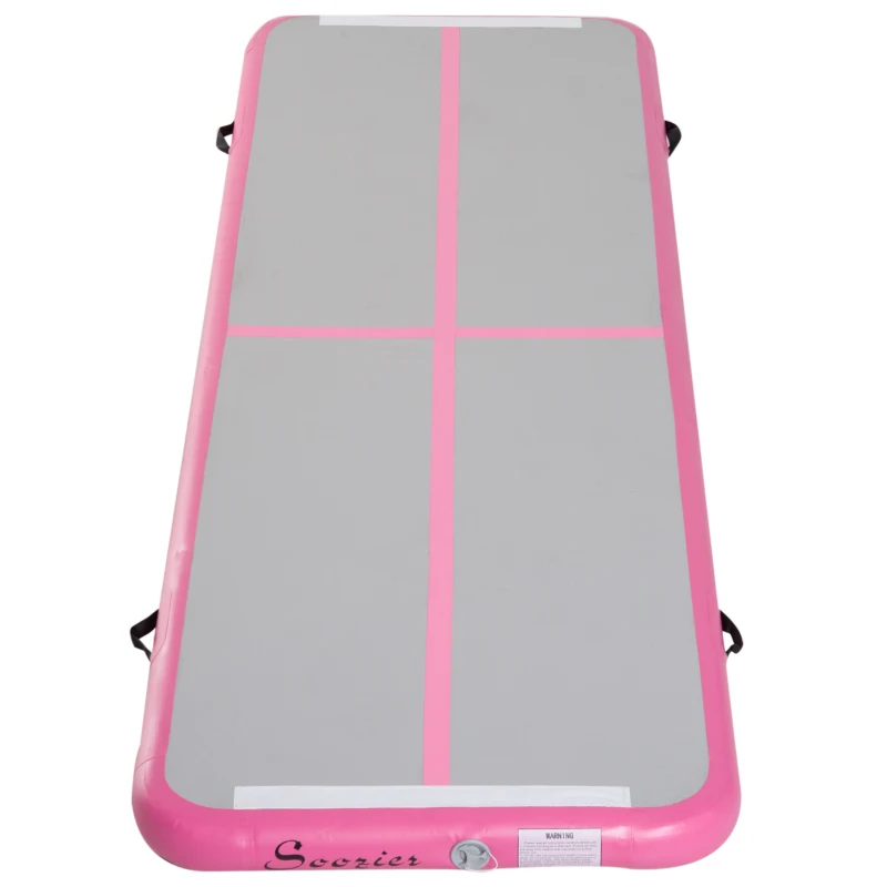 Soozier Inflatable Air Mat 16.5’ Air Track with Pump - Light Grey/Pink