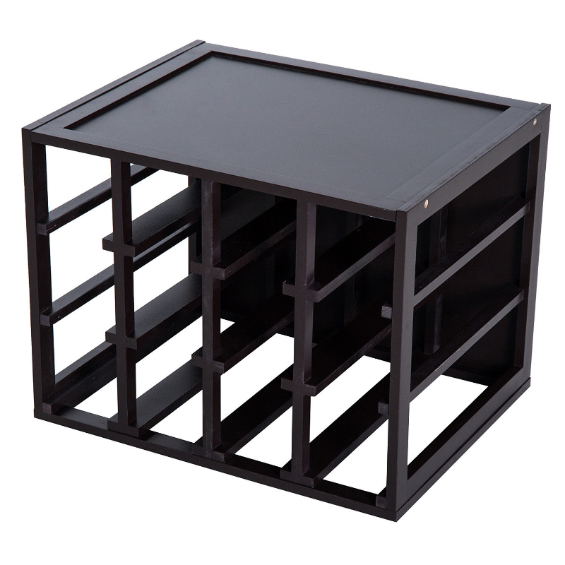 12 Bottle Rack Modern Wooden Stackable Tabletop Wine Bottle
