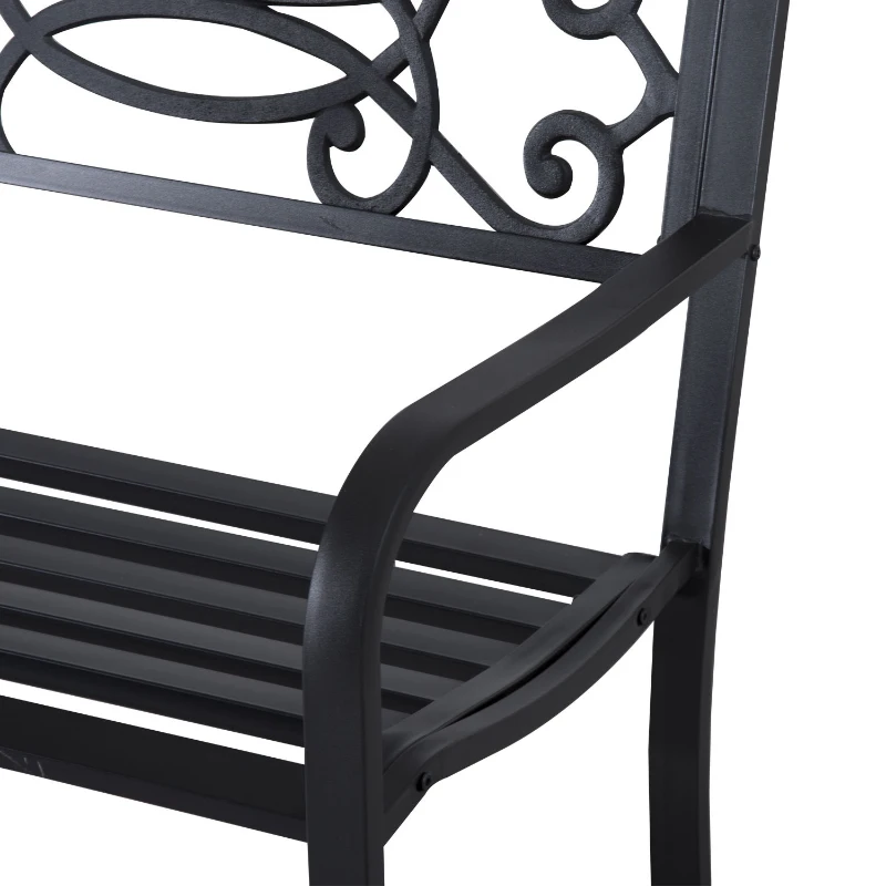 Outsunny 2 Seater 50" Steel Flowering Design Decorative Lawn Patio Garden Bench