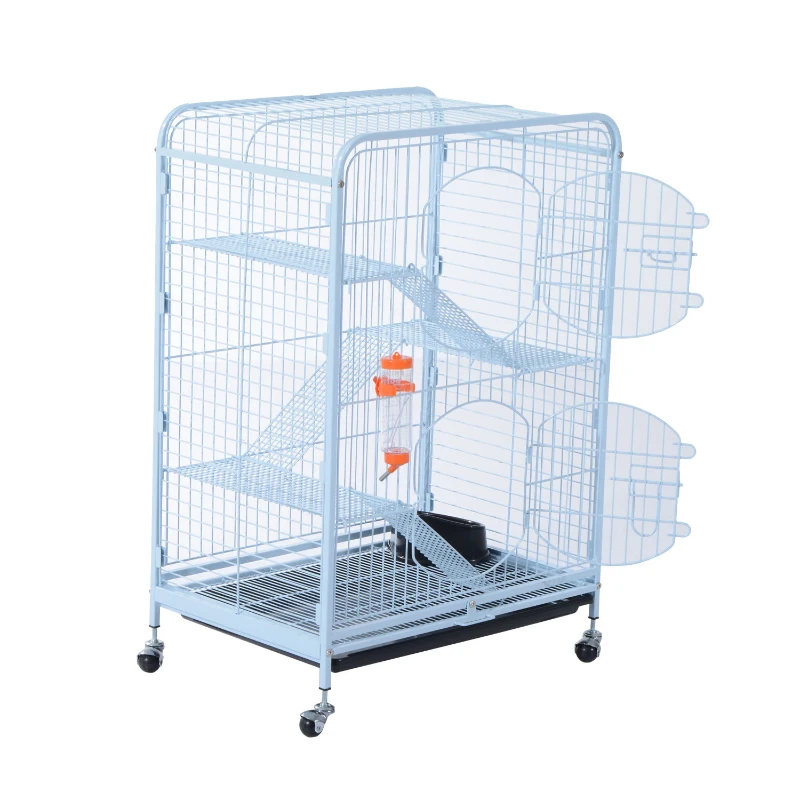 PawHut 37" Mesh 4 Level Portable Indoor Small Animal Pet Habitat Cage Kit - White