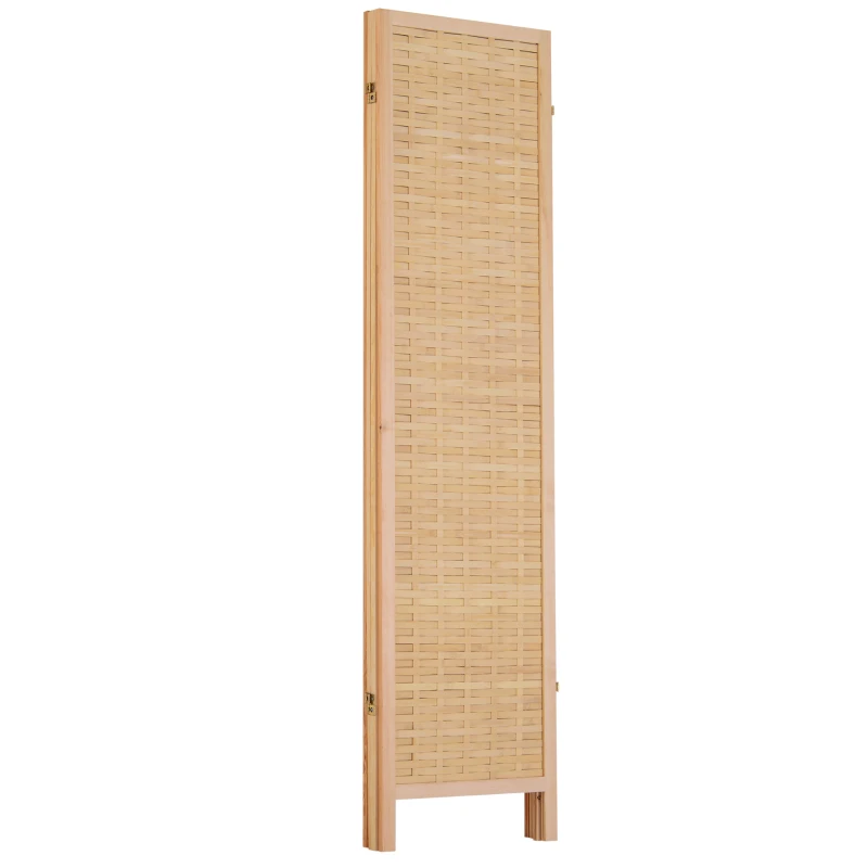HomCom 6' 4-Panel Bamboo Screen Freestanding Room Divider