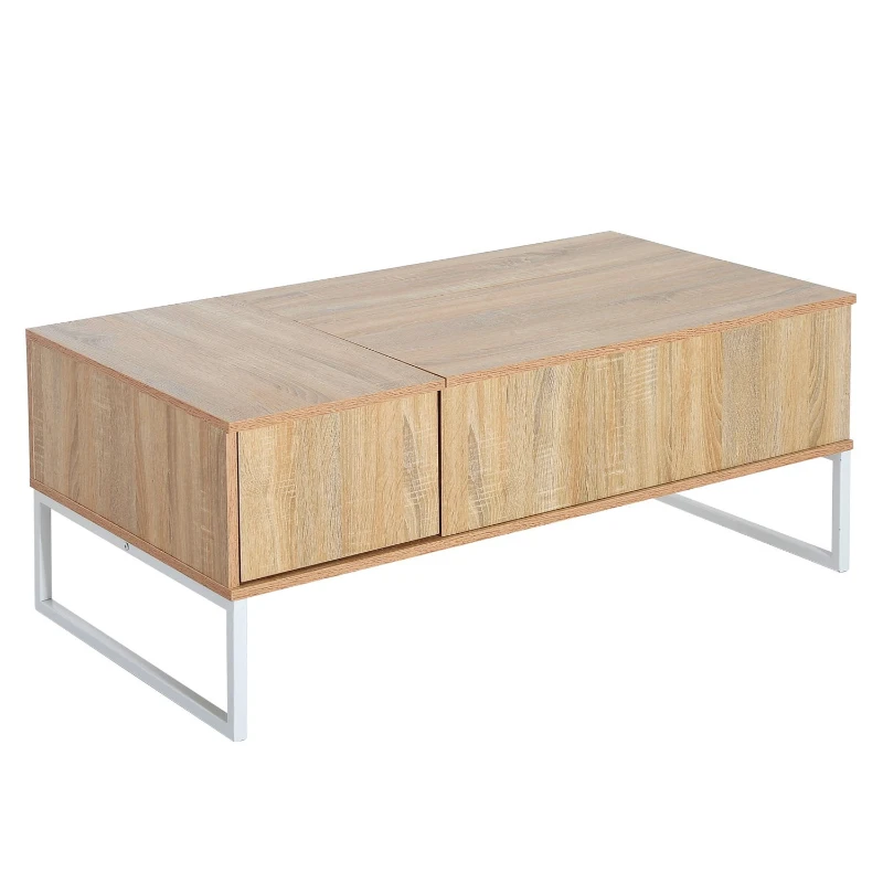 HomCom 43" Modern Lift Top Coffee Table with Hidden Storage - Golden Woodgrain