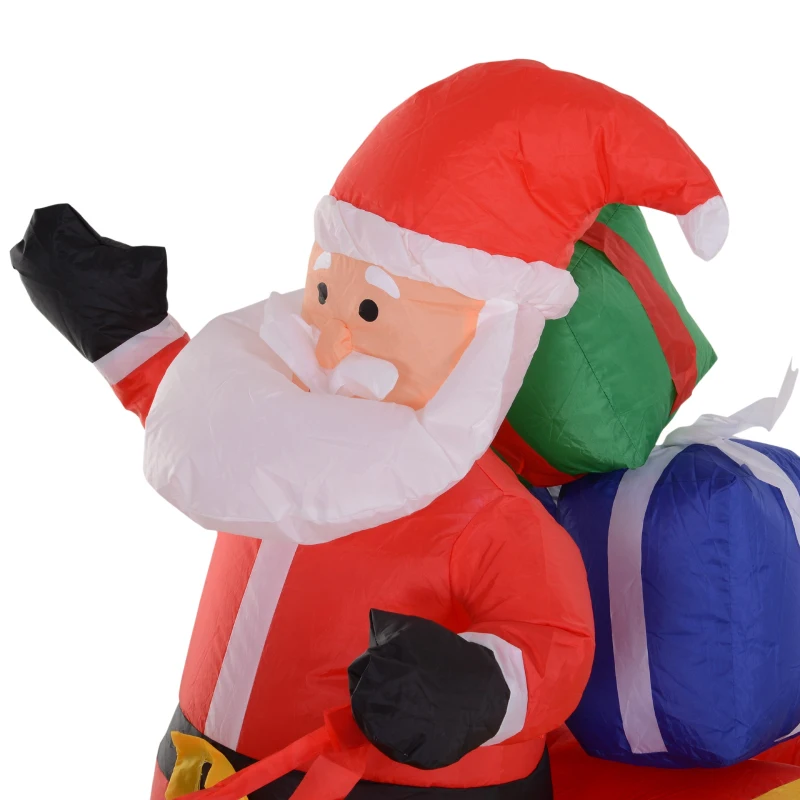 HOMCOM 7' L Christmas Holiday Yard Inflatable Outdoor  Light Up LED Inflatable Decoration  Santa on Sleigh with Reindeer