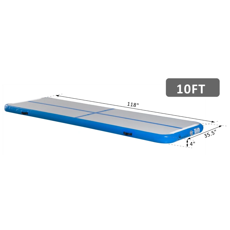 Soozier Gym Exercise Mat 10’ Air Track - Light Grey/Blue