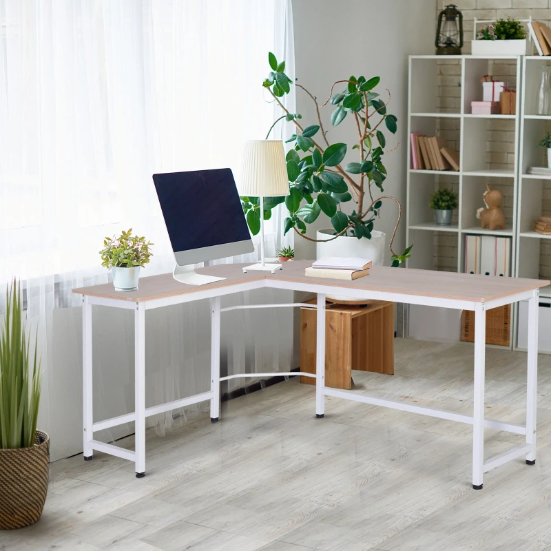 Vinsetto Wood Metal Modern L-Shape Corner Computer Desk - Oak