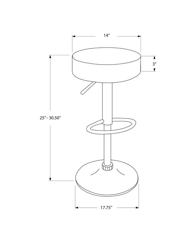 Monarch 2 Piece Modern PU Leather Seat Chrome Base Hydraulic Lift Swivel Barstool Chair Set - Black Finish