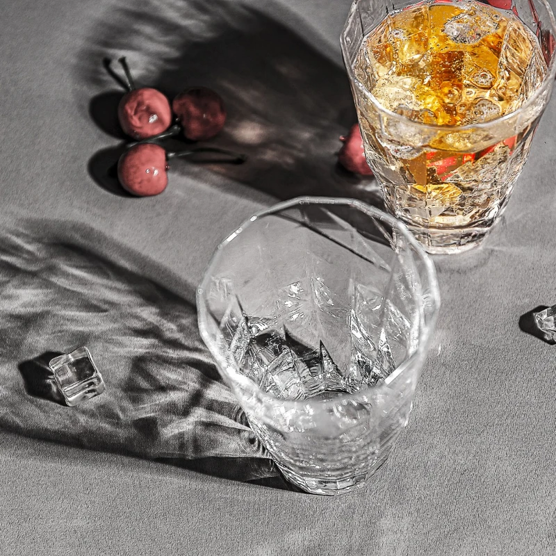 D.M. DESIGN-MASTER Highball Glasses - Stemless Glass for Wine, Martini, Champagne, Beer, Cocktail - No Lead Premium Hand-Blown Crystal Glass, 14.8 oz. - Set of 2