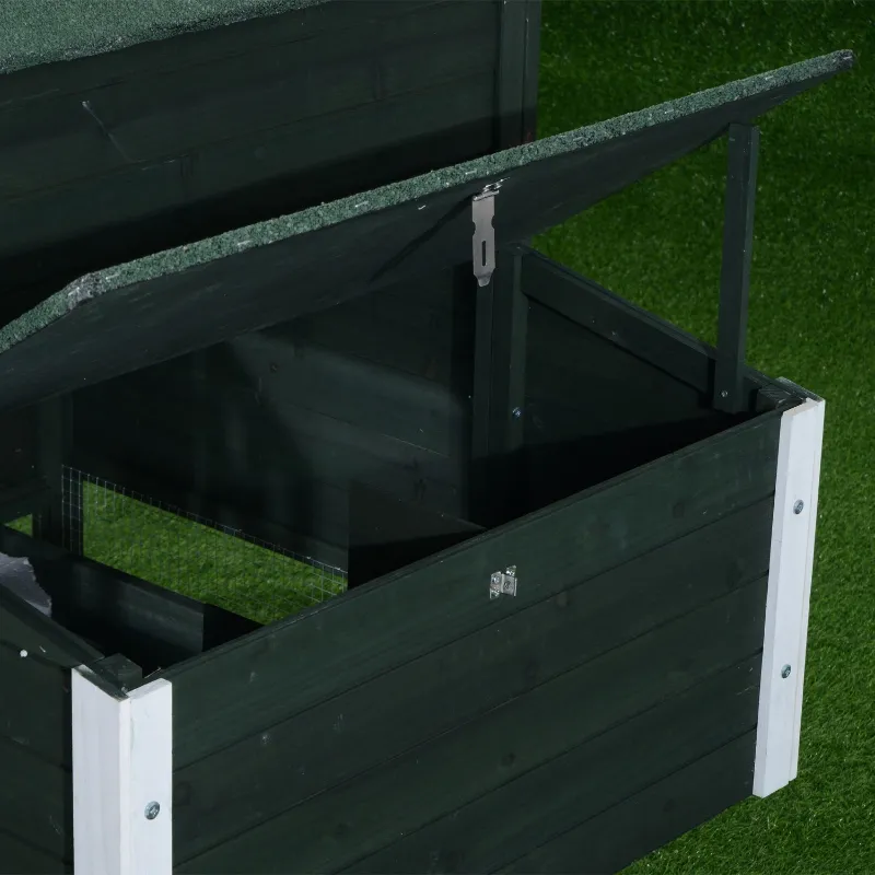 PawHut 83" Wooden Outdoor Backyard Chicken Coop Fence Rabbit Bunny Hutch House with Covered Run and Nesting Box