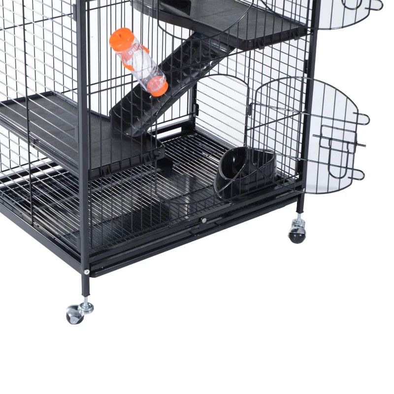Pawhut 52" 6 Level Indoor Small Animal Cage Hutch - Black