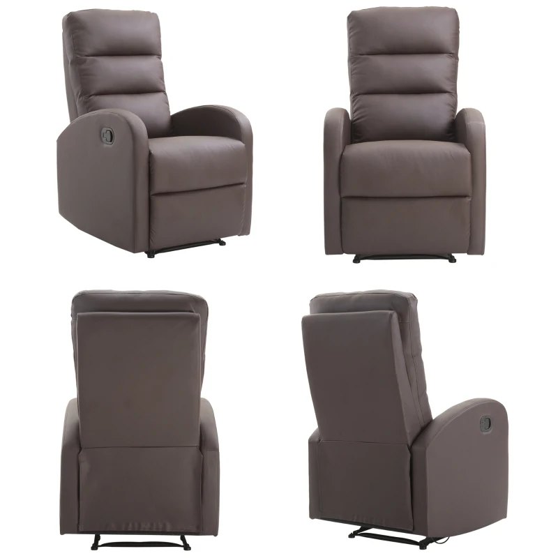 HomCom Modern PU Leather Living Room Manual Recliner Lounger Sofa Chair - Brown