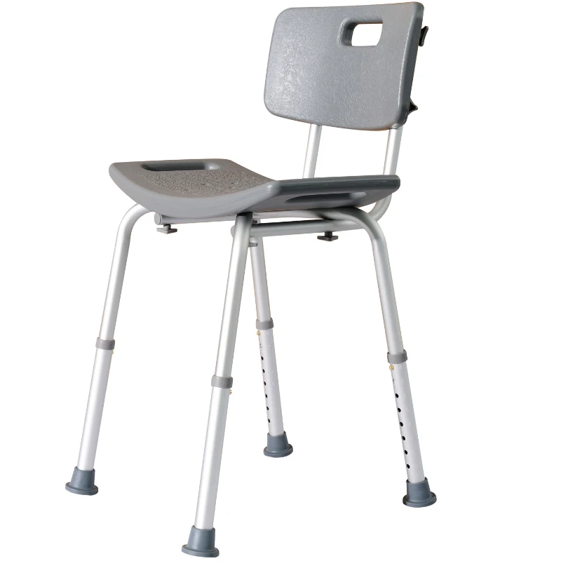 HomCom Adjustable Medical Bathtub Safety Stool Bench Shower Seat Chair - Gray