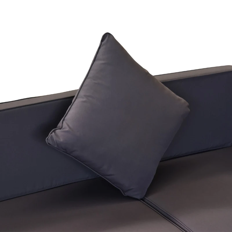 Outsunny 7 Piece Modern Rattan Wicker Garden Outdoor Furniture Modular Sectional Patio Set - Grey