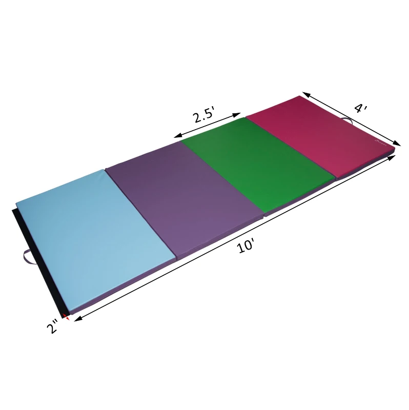 Soozier 10' x 4' x 2' PU Leather Folding Gymnastics Tumbling /Martial Arts Mat - Blue/Purple/Green/Pink