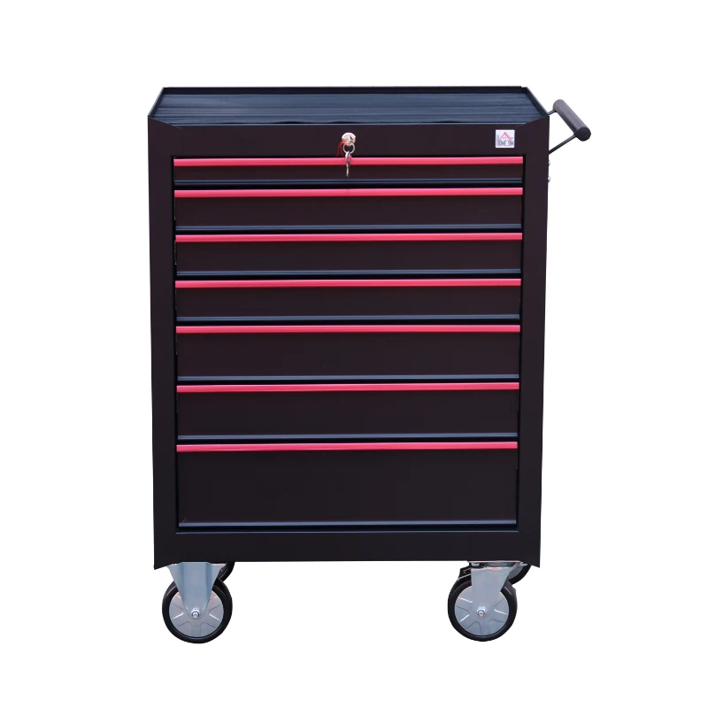 HomCom Steel Rolling Tool Chest Storage Cabinet with 7 Sliding Drawer & Handle