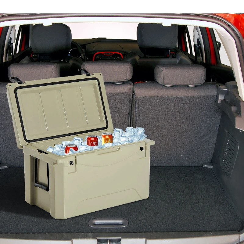 Outsunny 85 Quart Rotomolded Outdoor Portable Camping Cooler and Ice Chest Box