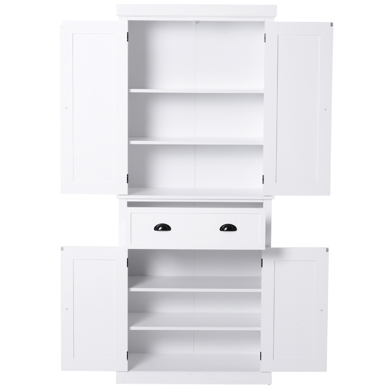 HomCom 72" Large Colonial Free Standing Wooden Kitchen Pantry Cupboard Storage Cabinet - White