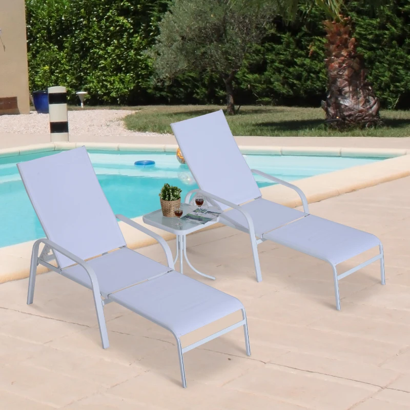 Outsunny 5 Piece Metal Outdoor Patio Furniture Leisure Set - Cream White