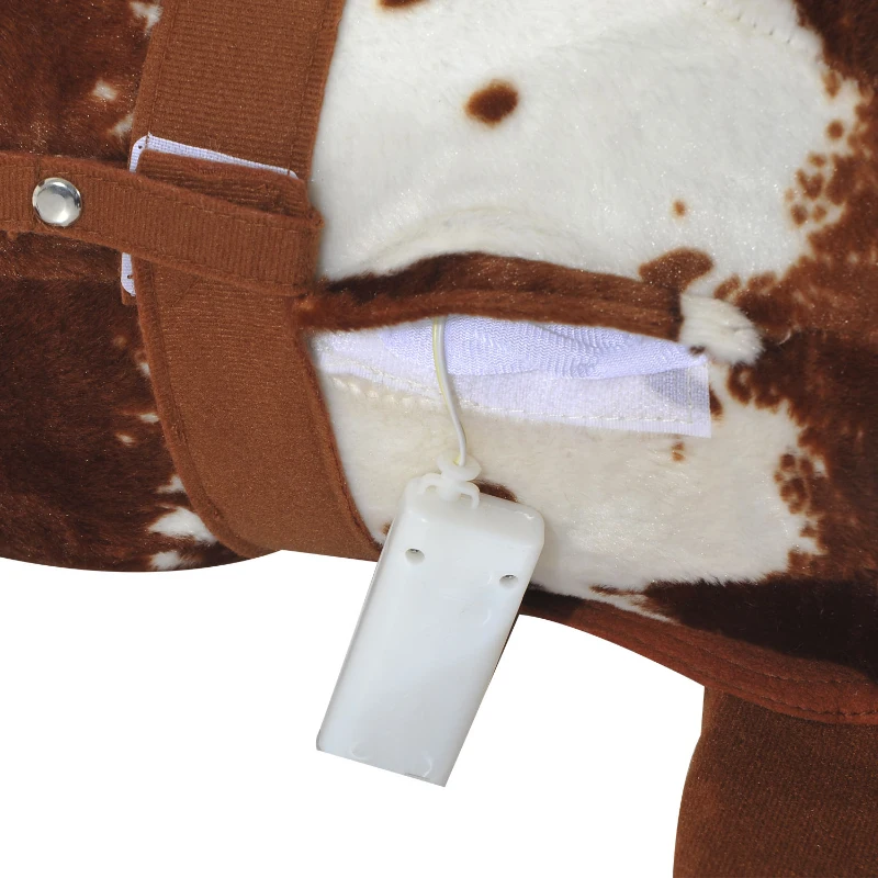 Open Box Qaba Children's Plush Interactive Standing Ride-On Horse Toy with Sound - Dark Brown / White