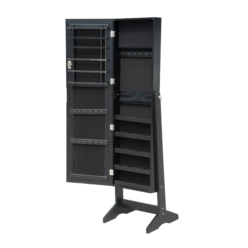 Open Box HomCom Mirrored Jewelry Stand with Feet - Black