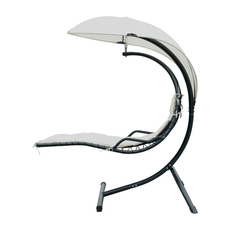 Outsunny Outdoor Hanging Sky Swing Chair with Stand – Cream