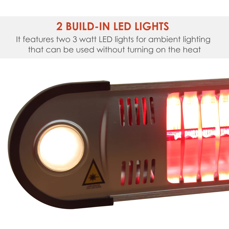 Outsunny 1500 Watt Indoor Outdoor Remote Control Wall Mount Electric Patio Heater - Silver