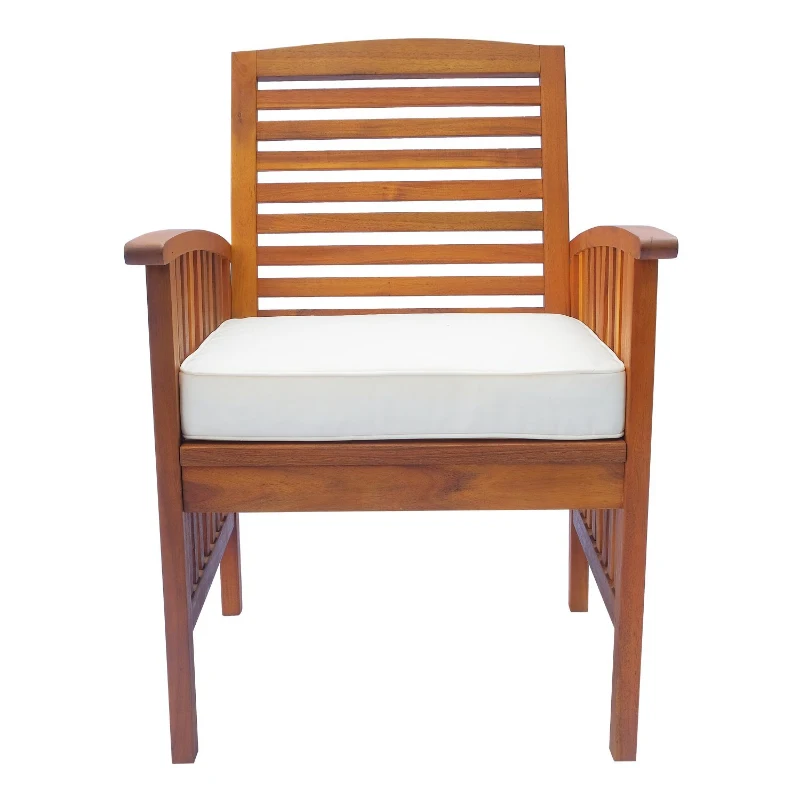 Outsunny 4 Piece Outdoor Acacia Wood Loveseat Coffee Table Lounger Conversation Set