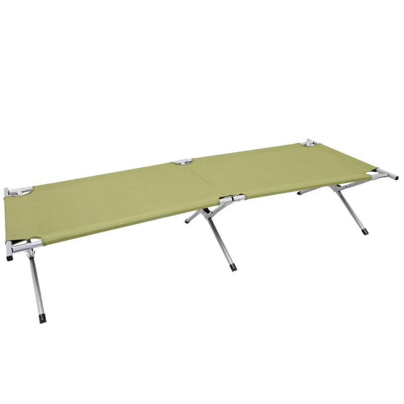Outsunny Heavy-Duty Outdoor Folding Military Style Camping Cot - Green